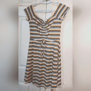 Juniors M Stripped Dress With Adjustable Front Cinch